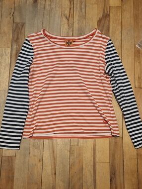 Tory Burch Bi Colour Stripped Top